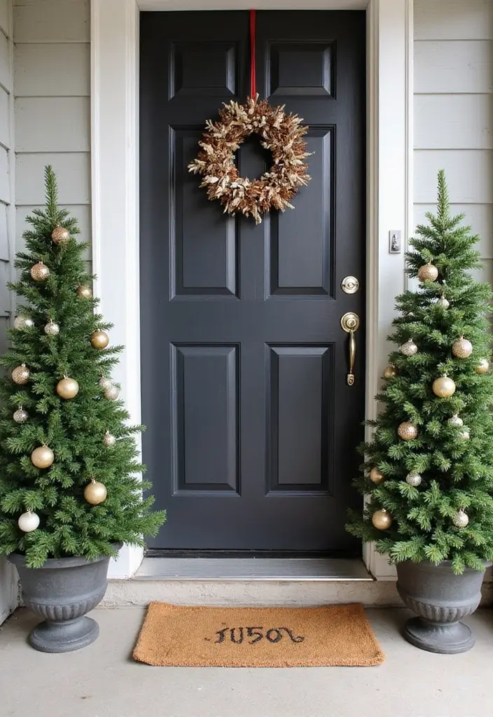 30 Christmas Front Door Decoration Ideas That Wow Guests 25 30 Christmas Front Door Decoration Ideas That Wow Guests - 25. Potted Evergreen Trees