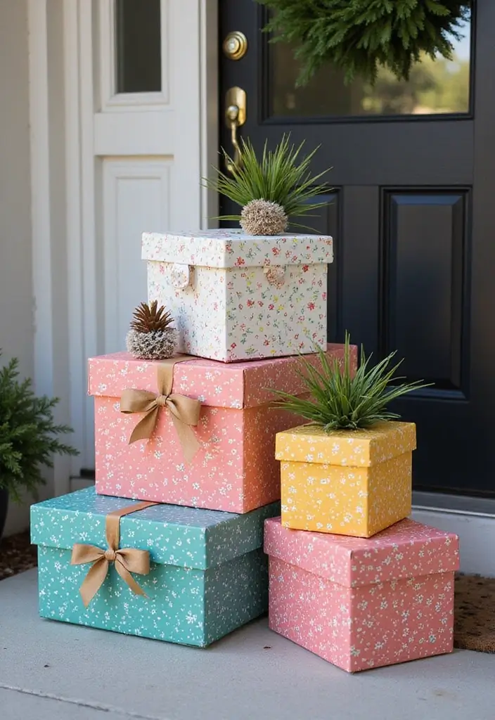 30 Christmas Front Door Decoration Ideas That Wow Guests 28 30 Christmas Front Door Decoration Ideas That Wow Guests - 28. DIY Gift Box Display