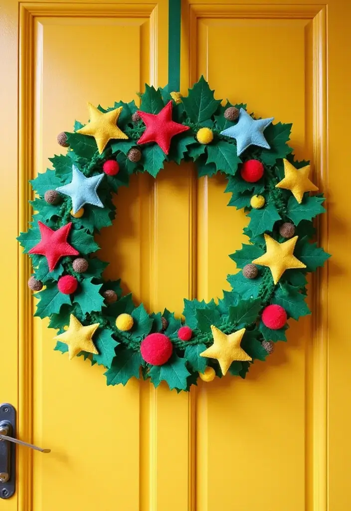 30 Christmas Front Door Decoration Ideas That Wow Guests 4 30 Christmas Front Door Decoration Ideas That Wow Guests - 4. Festive Felt Ornament Wreath