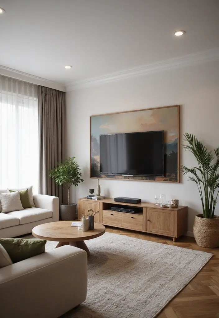 30 Clever TV in Front of Window Ideas That Actually Work 15 30 Clever TV in Front of Window Ideas That Actually Work - 15. Artful TV Frame