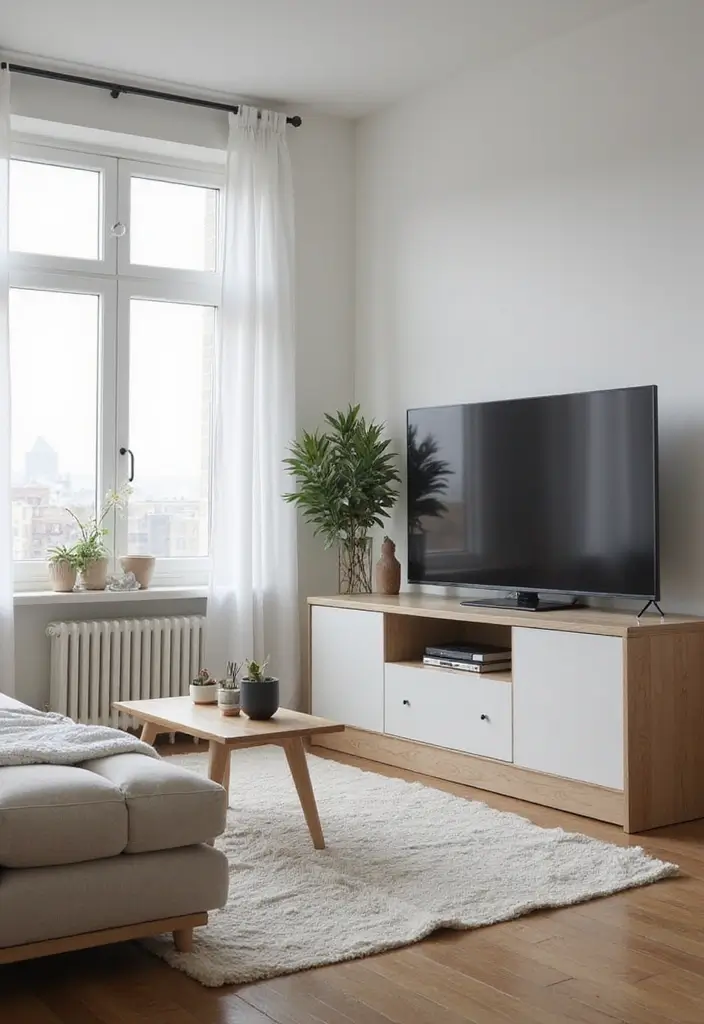 30 Clever TV in Front of Window Ideas That Actually Work 16 30 Clever TV in Front of Window Ideas That Actually Work - 16. Minimalist Approach