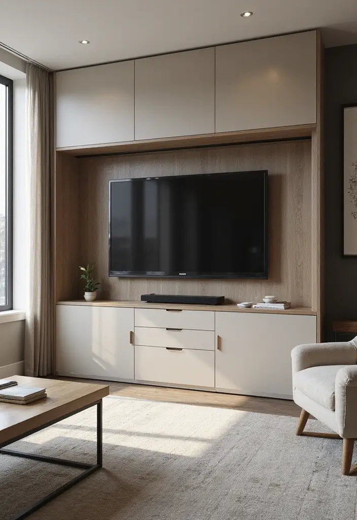 30 Clever TV in Front of Window Ideas That Actually Work 24 30 Clever TV in Front of Window Ideas That Actually Work - 24. Use a TV Lift Mechanism