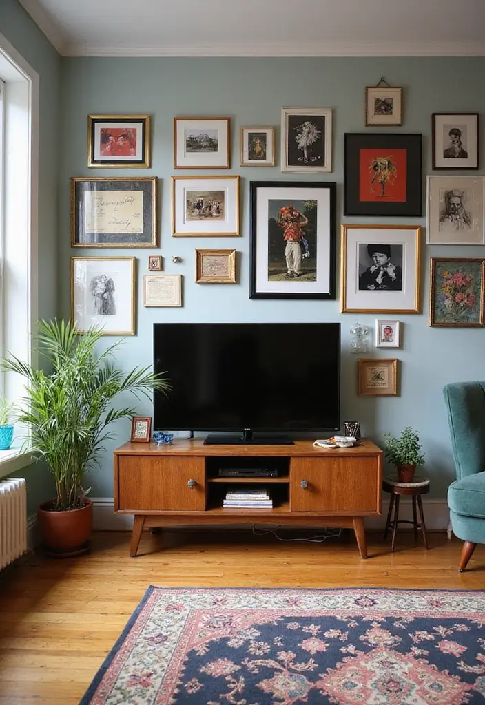30 Clever TV in Front of Window Ideas That Actually Work 25 30 Clever TV in Front of Window Ideas That Actually Work - 25. Curate a Gallery Wall with TV