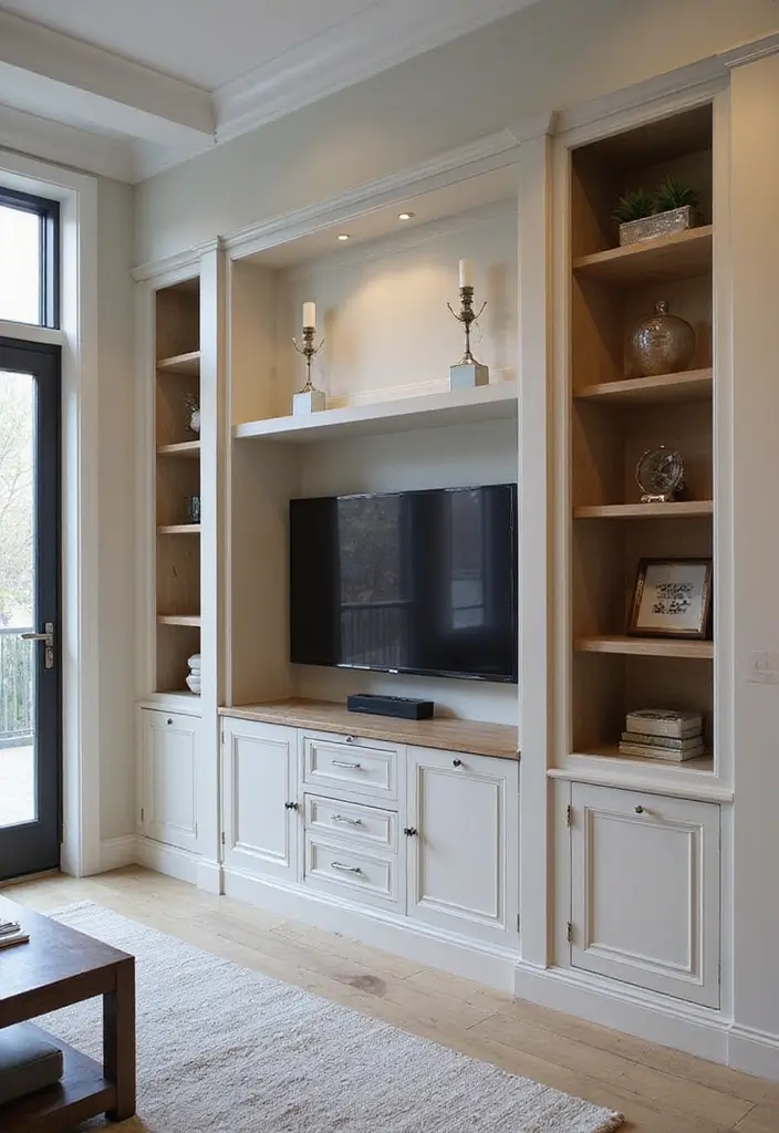 30 Clever TV in Front of Window Ideas That Actually Work 29 30 Clever TV in Front of Window Ideas That Actually Work - 29. Use a Built-in Media Center