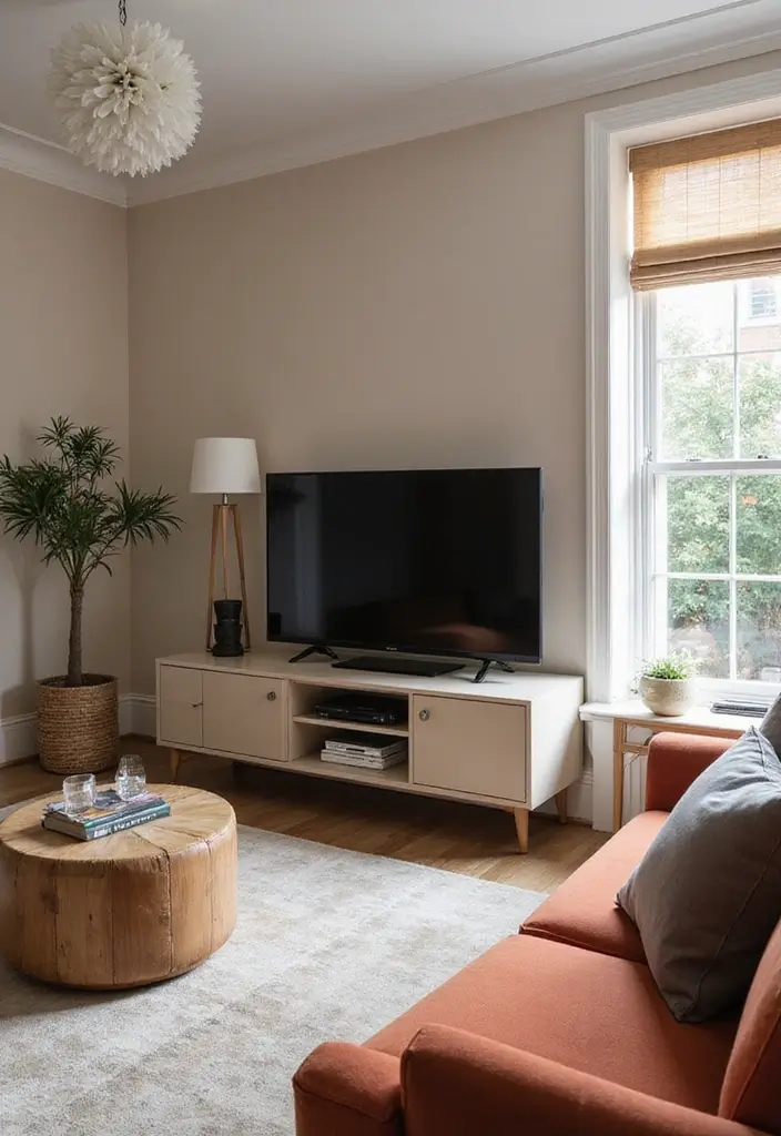 30 Clever TV in Front of Window Ideas That Actually Work 4 30 Clever TV in Front of Window Ideas That Actually Work - 4. Color Coordination Magic