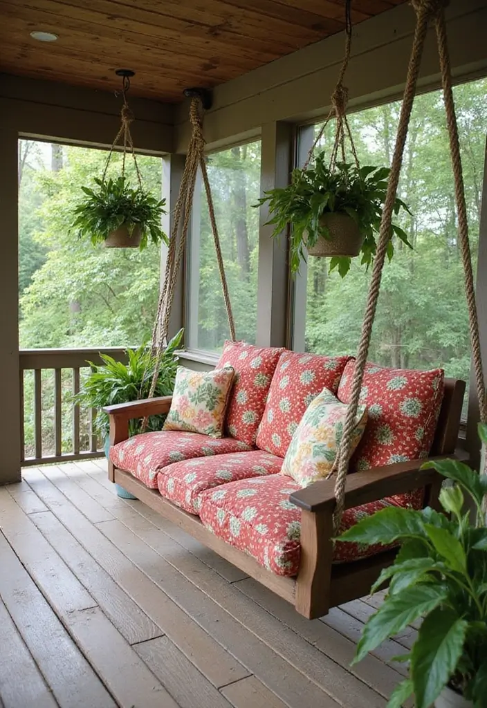 30 Covered Back Porch Ideas for a Comfortable Outdoor Retreat - 1. Cozy Swing Seating