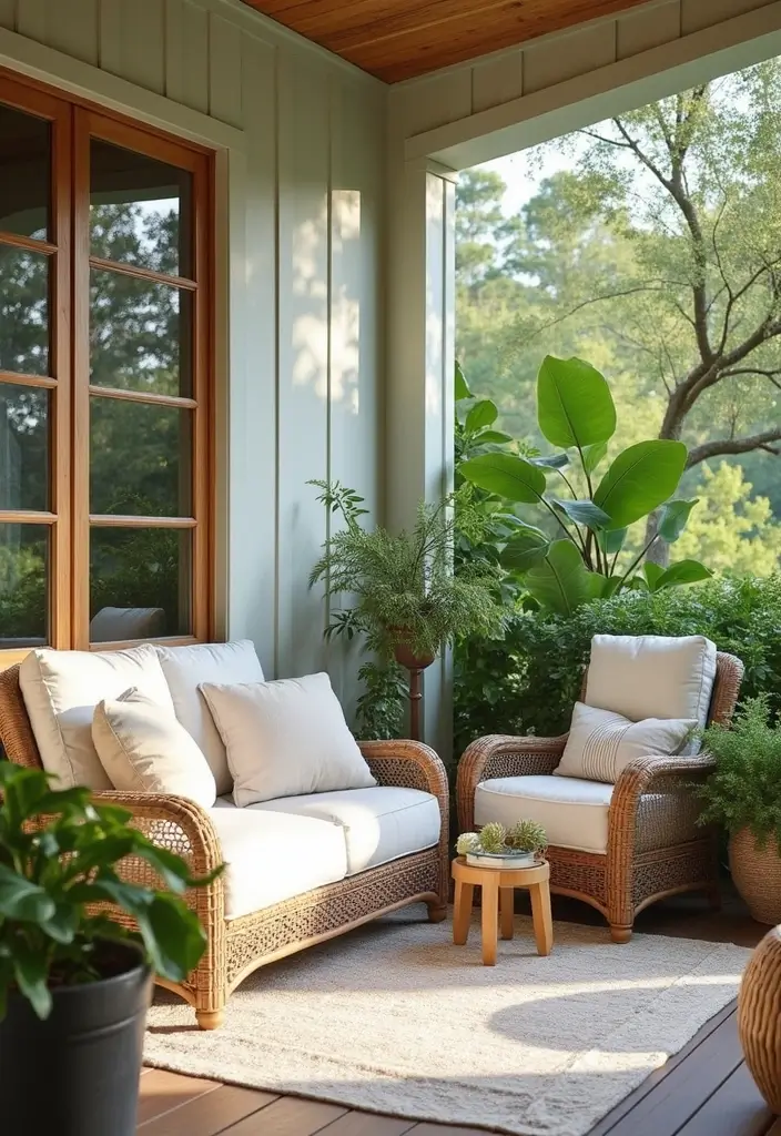 30 Covered Back Porch Ideas for a Comfortable Outdoor Retreat - 12. Spa-Inspired Retreat