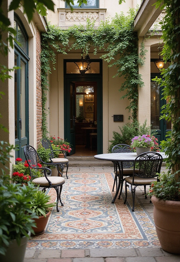 30 Covered Back Porch Ideas for a Comfortable Outdoor Retreat - 18. European Patio Style