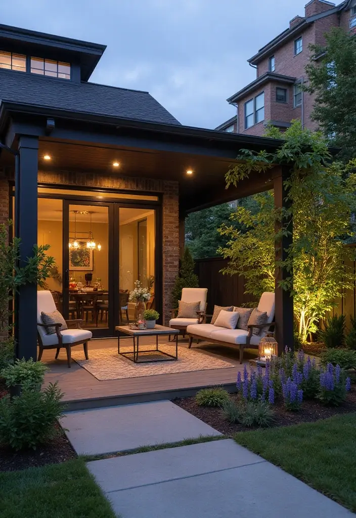 30 Covered Back Porch Ideas for a Comfortable Outdoor Retreat - 26. Urban Chic