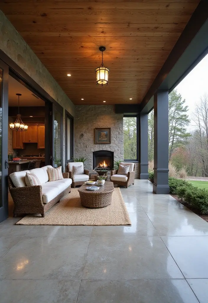 30 Covered Back Porch Ideas for a Comfortable Outdoor Retreat - 5. Indoor-Outdoor Living