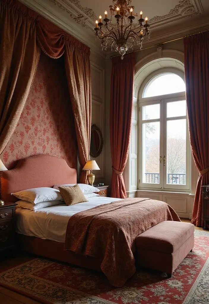 30 Creative Bed in Front of Window Ideas That Work Beautifully - 15. Sophisticated Glam