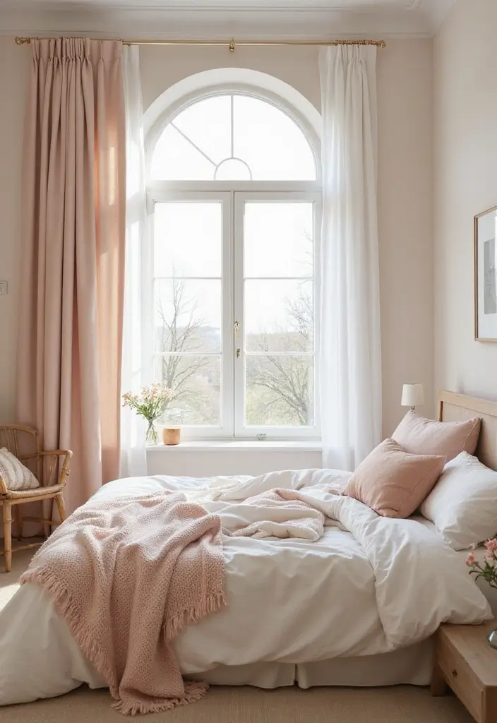 30 Creative Bed in Front of Window Ideas That Work Beautifully - 28. Soft Pastels