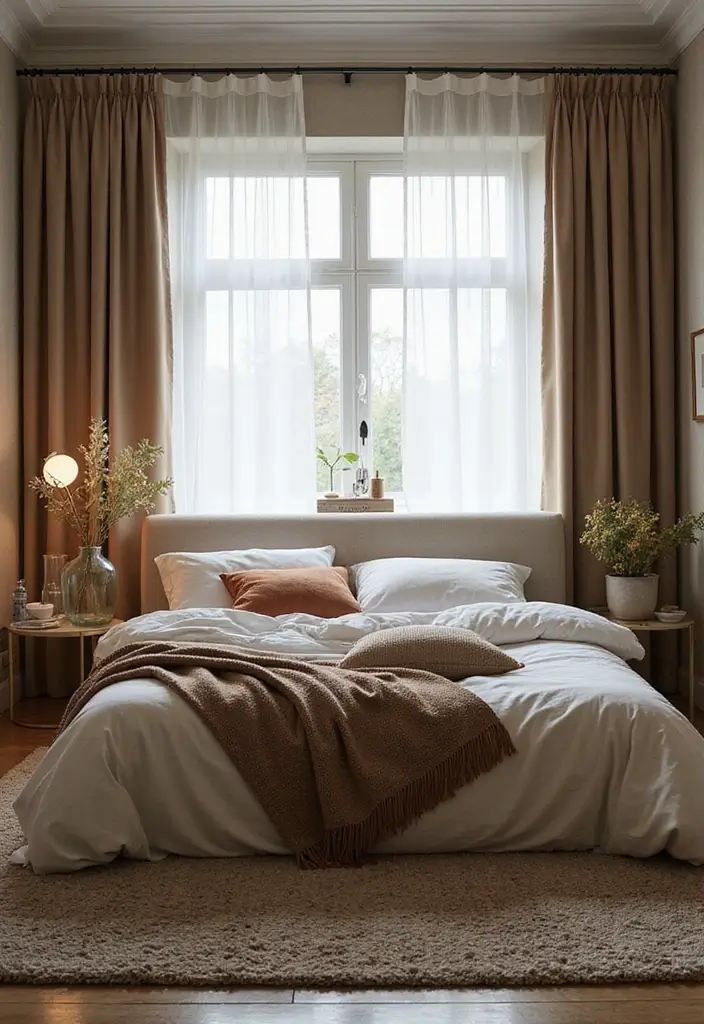 30 Creative Bed in Front of Window Ideas That Work Beautifully - 3. Layered Textures
