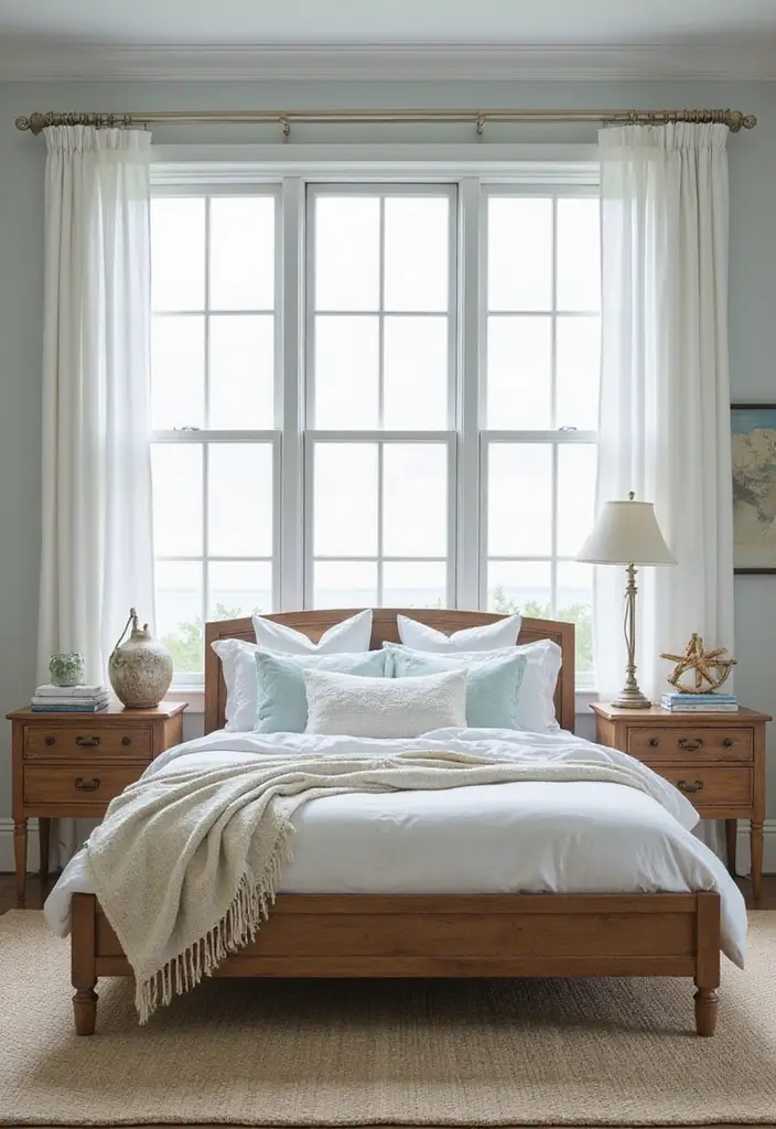 30 Creative Bed in Front of Window Ideas That Work Beautifully - 6. Bright and Airy Beach House