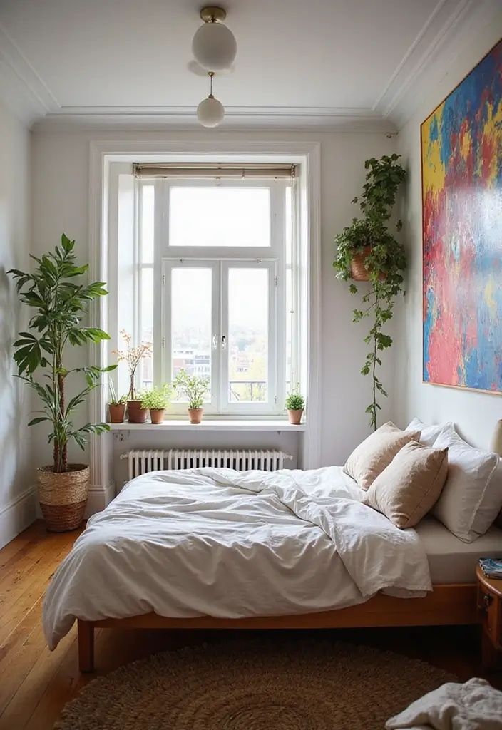 30 Creative Bed in Front of Window Ideas That Work Beautifully - 7. Artistic Expression