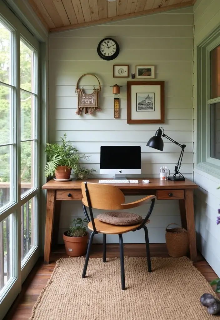 30 Enclosed Front Porch Ideas for Year-Round Enjoyment - 29. Inspirational Workspace