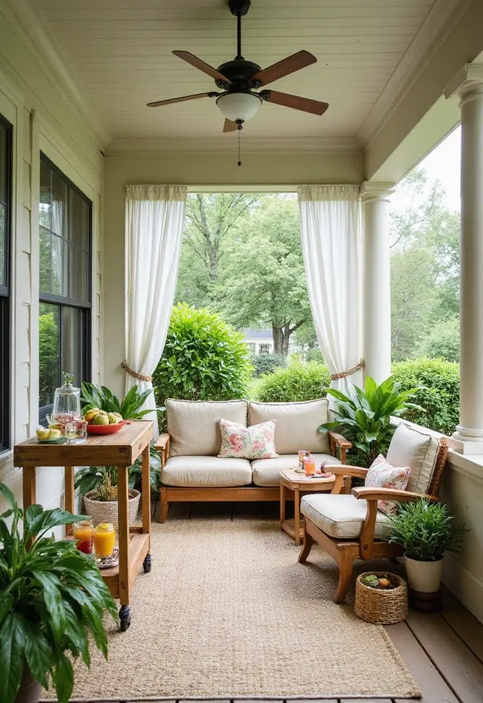 30 Enclosed Front Porch Ideas for Year-Round Enjoyment - 3. Summer Oasis