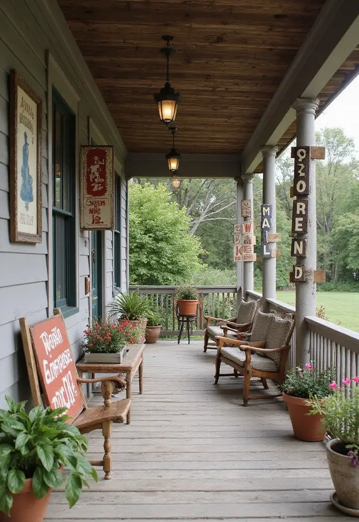 30 Farmhouse Front Porch Ideas Full of Rustic Charm 10 30 Farmhouse Front Porch Ideas Full of Rustic Charm - 10. Vintage Signage