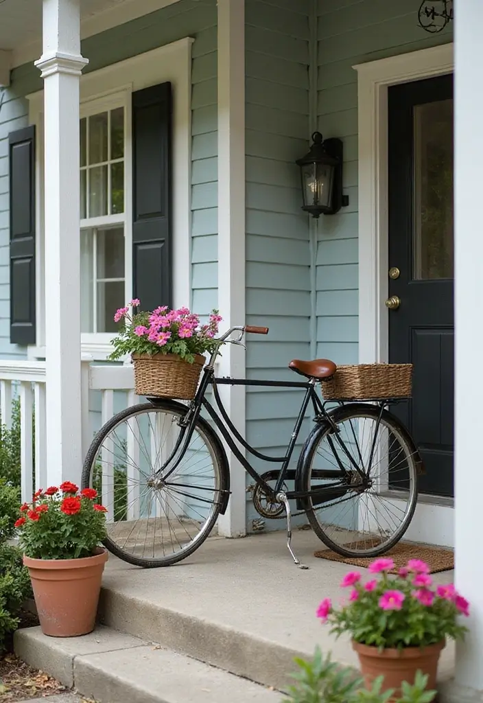 30 Farmhouse Front Porch Ideas Full of Rustic Charm 16 30 Farmhouse Front Porch Ideas Full of Rustic Charm - 16. Vintage Bicycle Decor