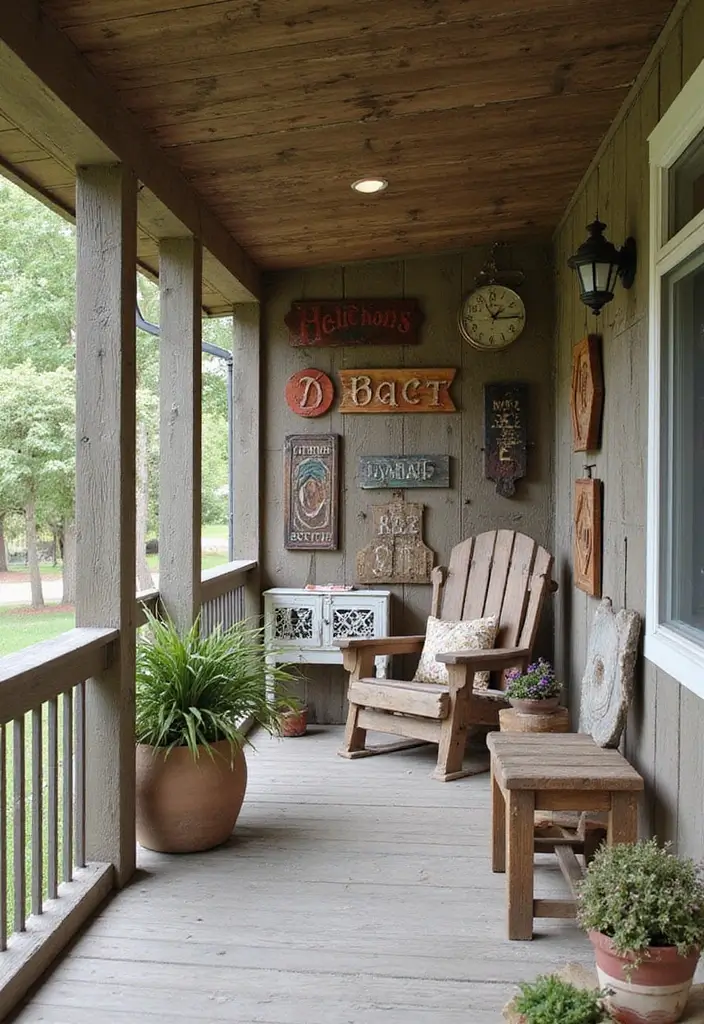 30 Farmhouse Front Porch Ideas Full of Rustic Charm 20 30 Farmhouse Front Porch Ideas Full of Rustic Charm - 20. Rustic Wall Art