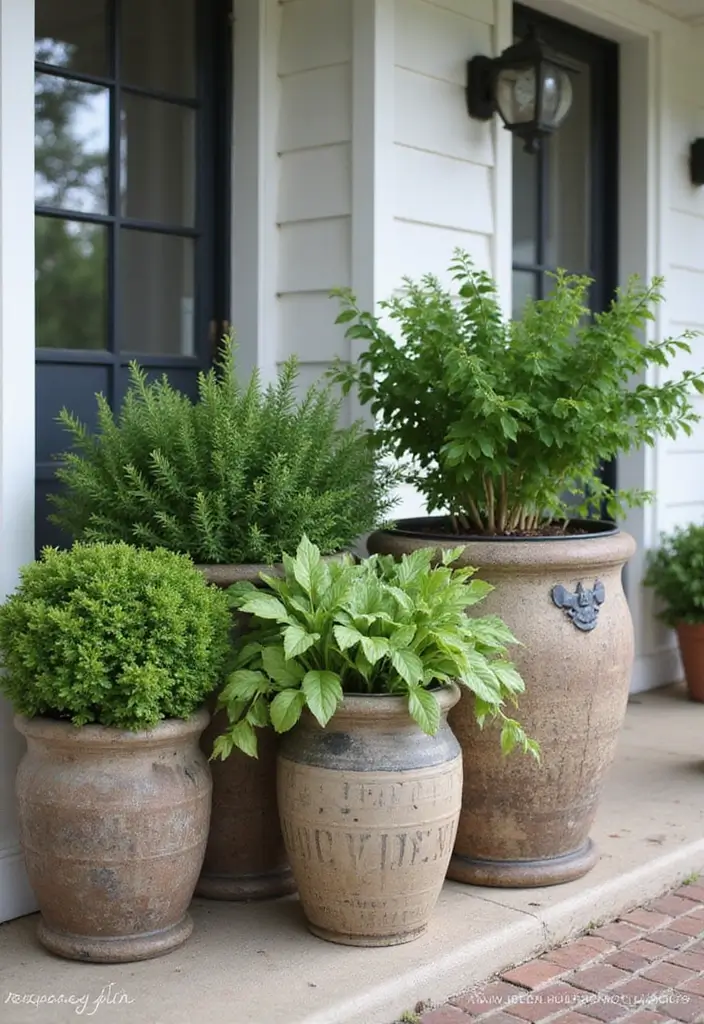 30 Farmhouse Front Porch Ideas Full of Rustic Charm 22 30 Farmhouse Front Porch Ideas Full of Rustic Charm - 22. Country-style Planters