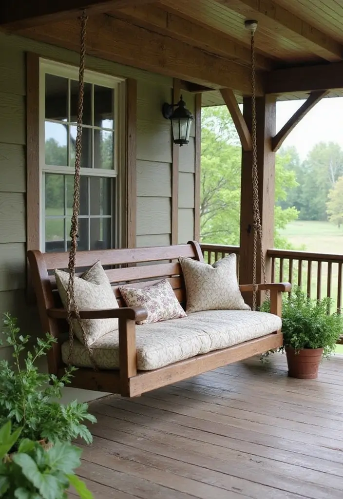 30 Farmhouse Front Porch Ideas Full of Rustic Charm 28 30 Farmhouse Front Porch Ideas Full of Rustic Charm - 28. Farm-style Bench Swing