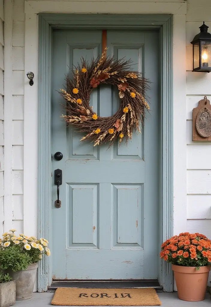 30 Farmhouse Front Porch Ideas Full of Rustic Charm 5 30 Farmhouse Front Porch Ideas Full of Rustic Charm - 5. Wreaths Made from Nature