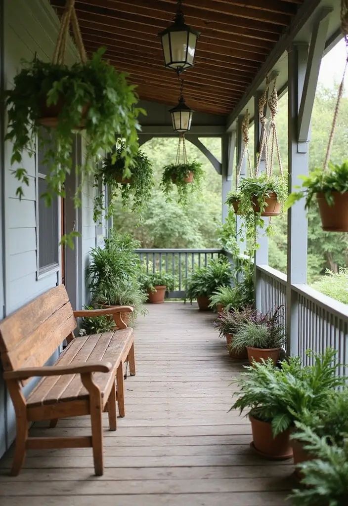 30 Farmhouse Front Porch Ideas Full of Rustic Charm 8 30 Farmhouse Front Porch Ideas Full of Rustic Charm - 8. Hanging Plants