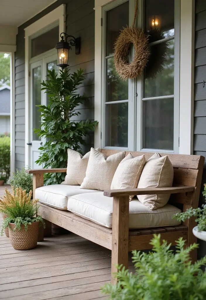 30 Farmhouse Front Porch Ideas Full of Rustic Charm 9 30 Farmhouse Front Porch Ideas Full of Rustic Charm - 9. Rustic Benches