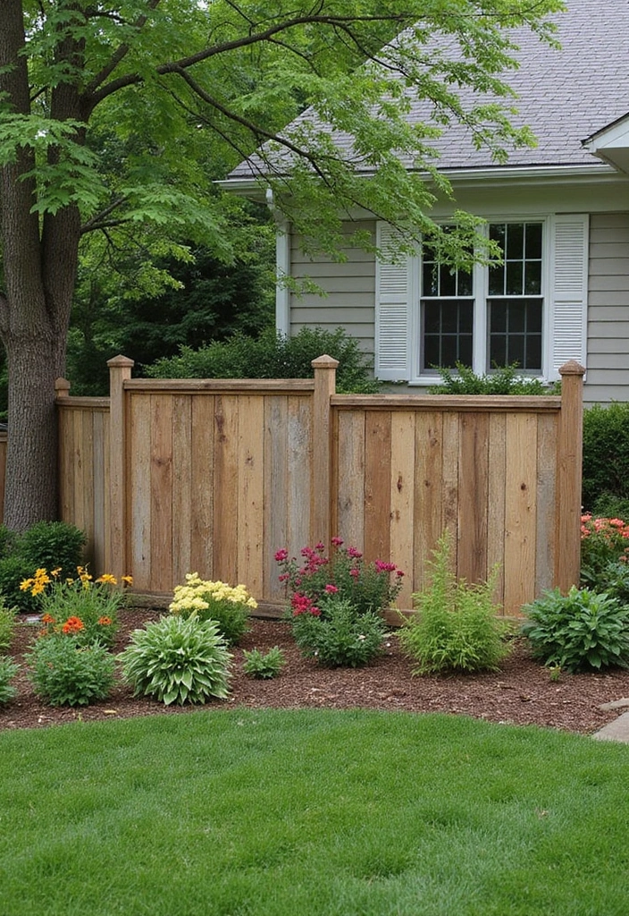 30 Fence Ideas for Front Yards That Boost Curb Appeal 1 30 Fence Ideas for Front Yards That Boost Curb Appeal - 1. Reclaimed Wood Panel Fencing