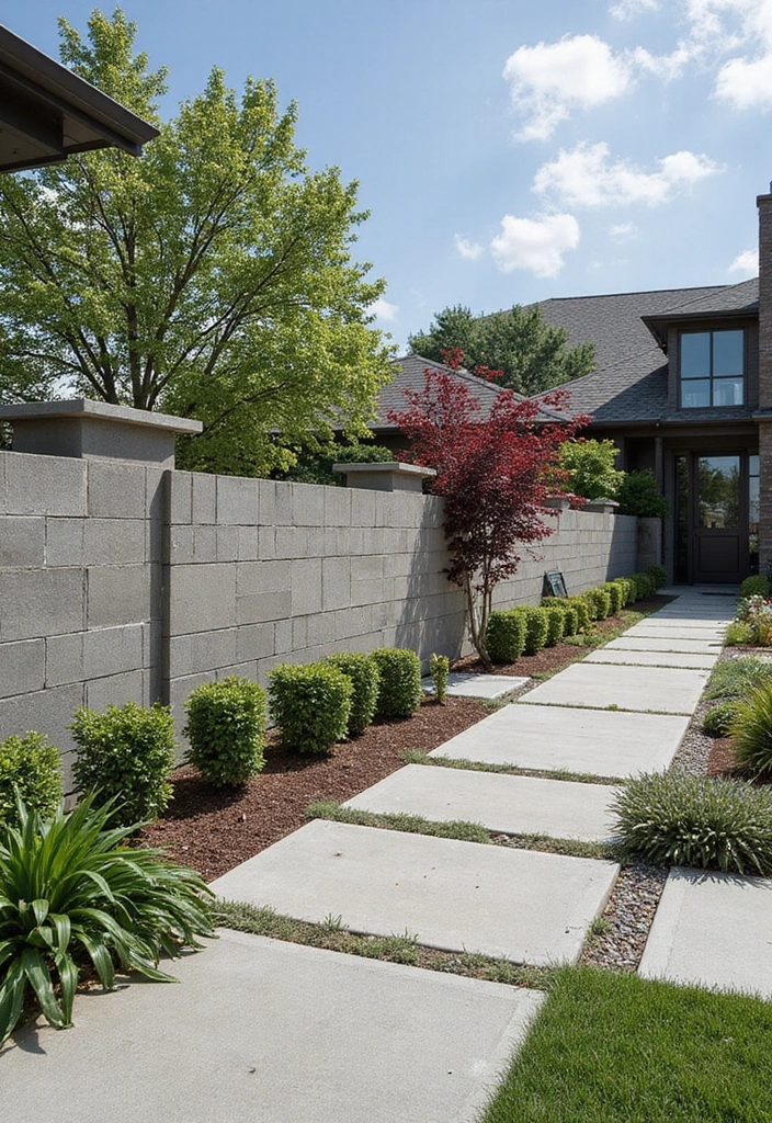 30 Fence Ideas for Front Yards That Boost Curb Appeal 20 30 Fence Ideas for Front Yards That Boost Curb Appeal - 20. Concrete Block Fencing