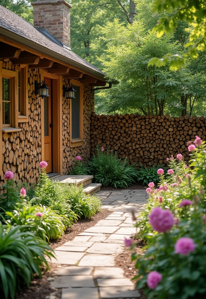 30 Fence Ideas for Front Yards That Boost Curb Appeal 30 30 Fence Ideas for Front Yards That Boost Curb Appeal - 30. Firewood Fencing for Rustic Charm