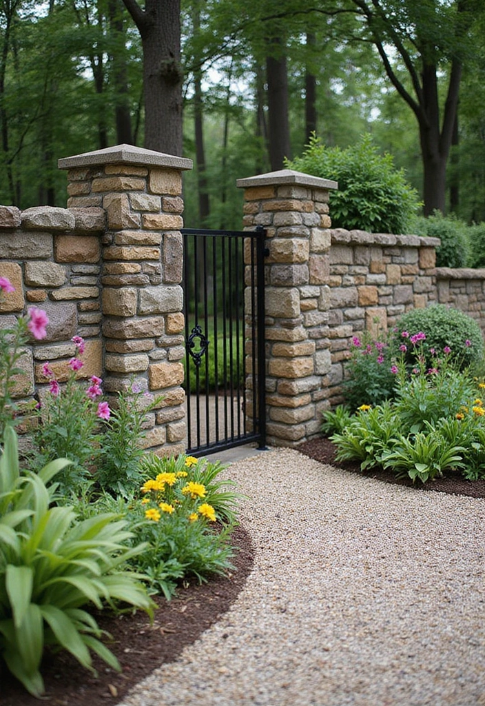 30 Fence Ideas for Front Yards That Boost Curb Appeal 4 30 Fence Ideas for Front Yards That Boost Curb Appeal - 4. Stone and Gravel Fencing