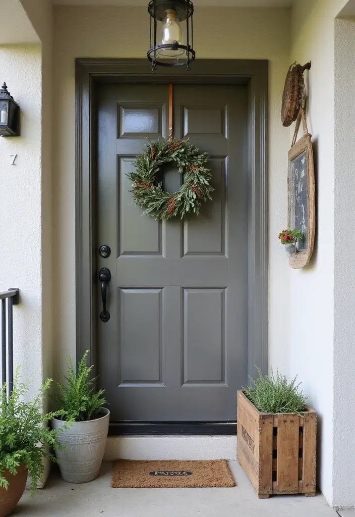 30 Front Door Decor Ideas That Instantly Refresh Your Entry - 15. Upcycled Decor