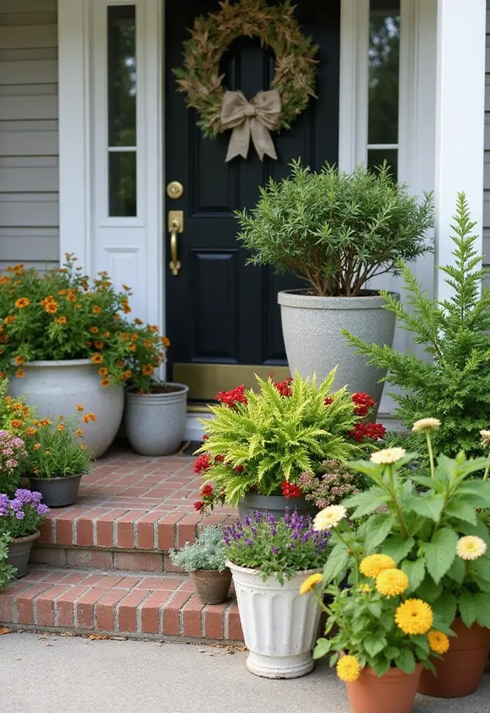 30 Front Door Decor Ideas That Instantly Refresh Your Entry - 2. Potted Plants