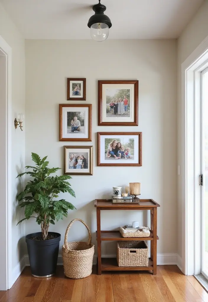 30 Front Door Decor Ideas That Instantly Refresh Your Entry - 20. Family Photo Displays