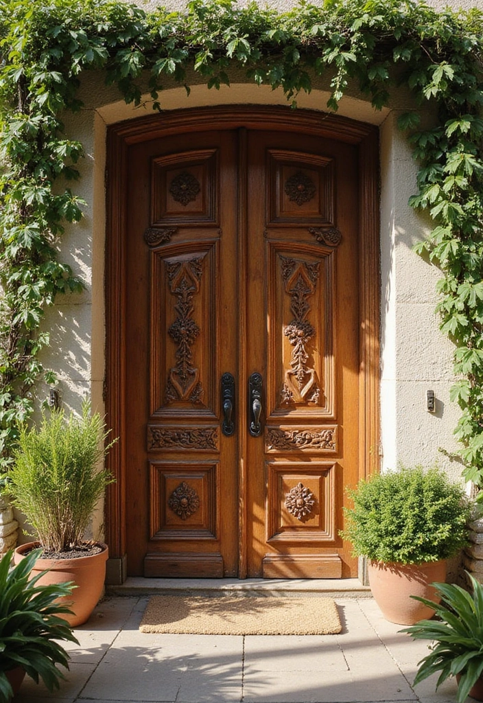 30 Front Door Entryway Ideas That Make a Lasting First Impression - 1. Artisan Wooden Doors