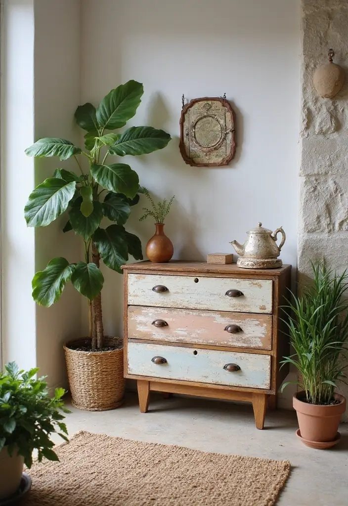30 Front Door Entryway Ideas That Make a Lasting First Impression - 11. Upcycled Furniture