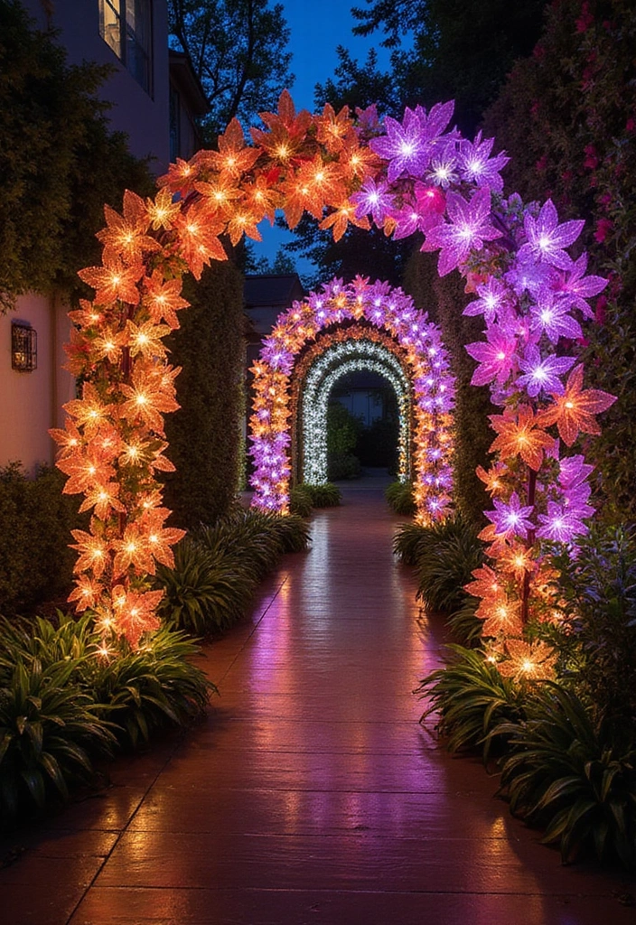 30 Front Door Entryway Ideas That Make a Lasting First Impression - 16. LED Floral Displays