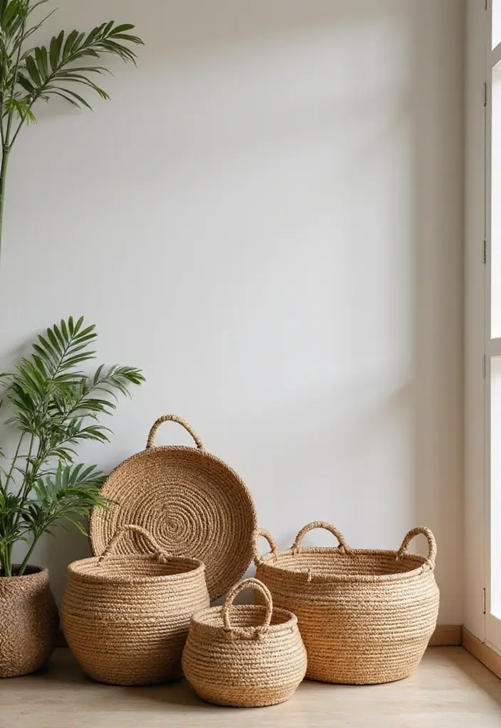 30 Front Door Entryway Ideas That Make a Lasting First Impression - 17. Handwoven Baskets