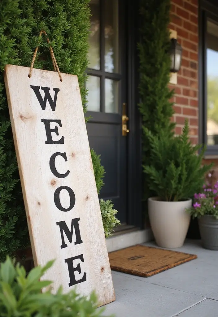 30 Front Door Entryway Ideas That Make a Lasting First Impression - 21. Welcoming Signage