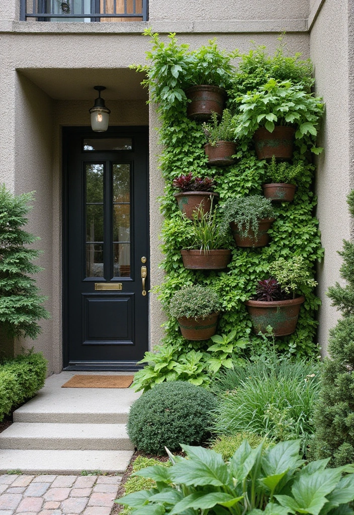 30 Front Door Entryway Ideas That Make a Lasting First Impression - 7. Green Wall Art