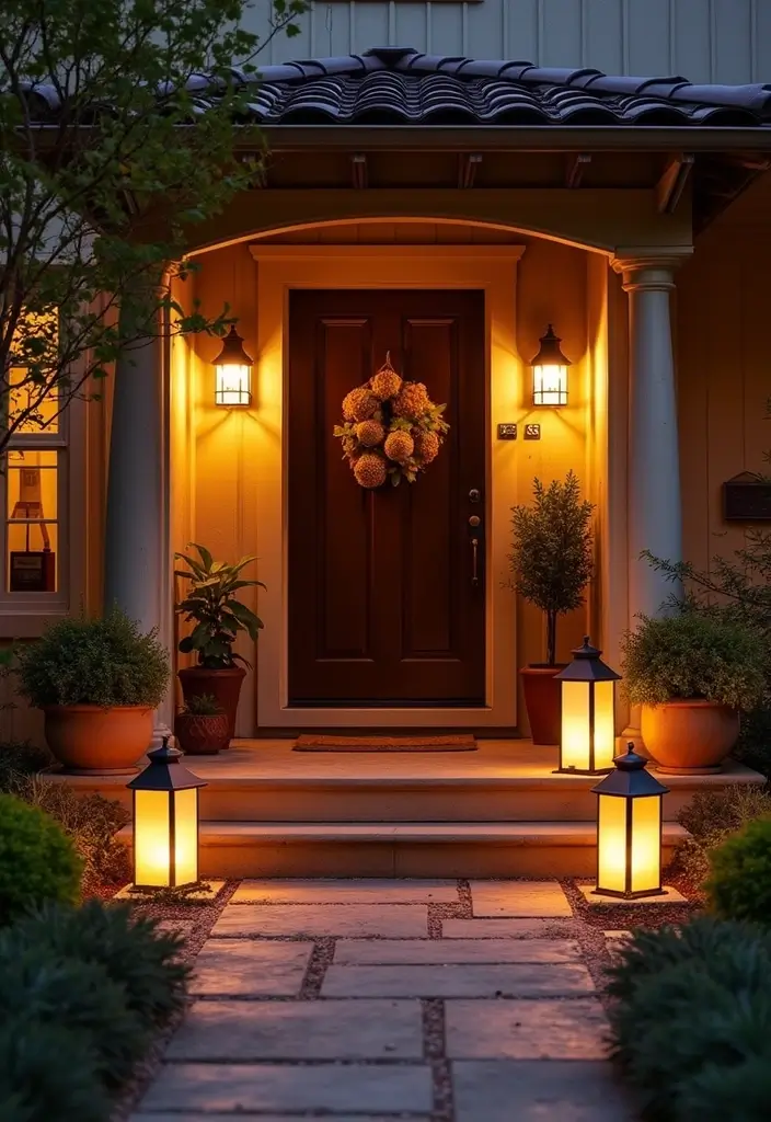 30 Front Door Entryway Ideas That Make a Lasting First Impression - 8. Solar-Powered Lighting