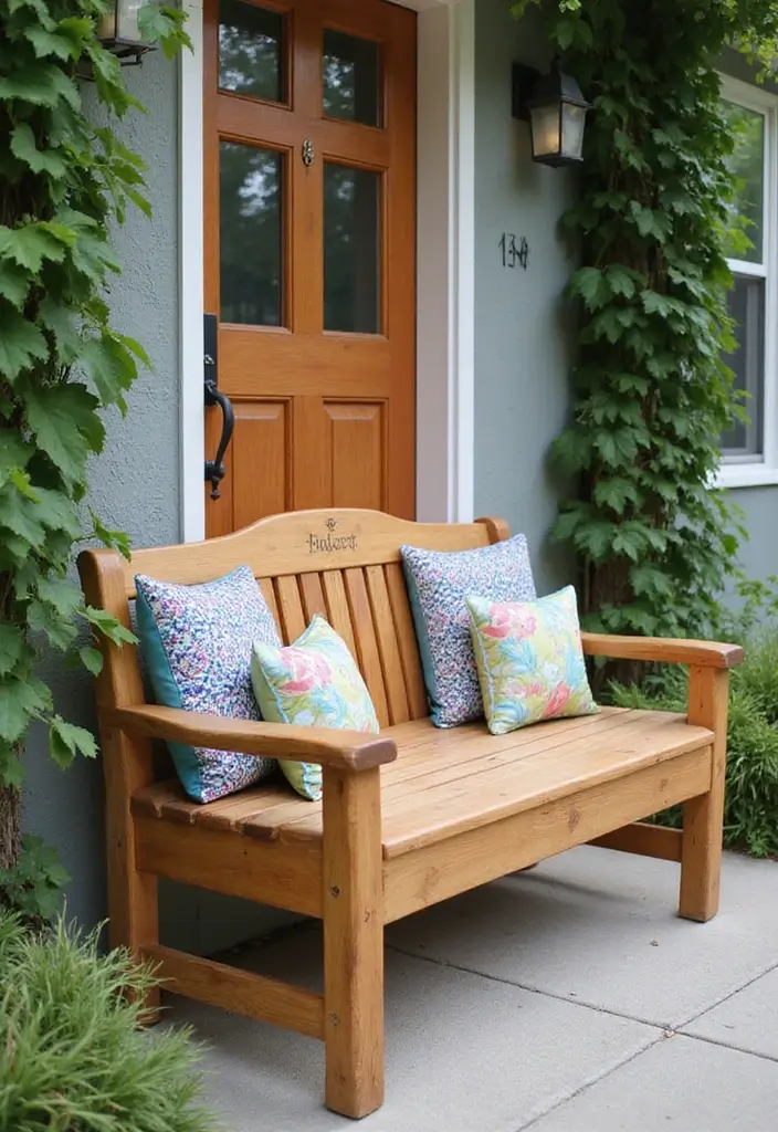 30 Front Door Entryway Ideas That Make a Lasting First Impression - 9. Sustainable Wood Benches