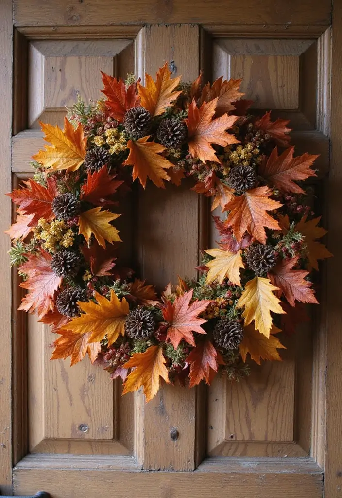 30 Front Door Fall Decor Ideas That Welcome Guests Warmly - 1. Classic Fall Wreaths