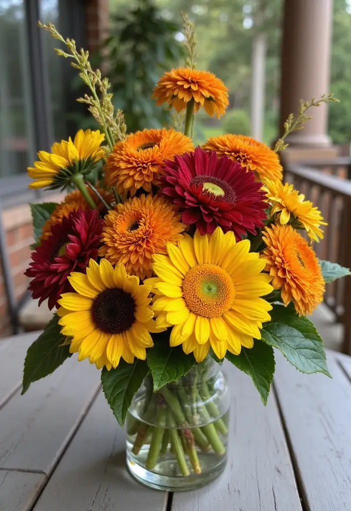 30 Front Door Fall Decor Ideas That Welcome Guests Warmly - 11. Autumn Floral Arrangements