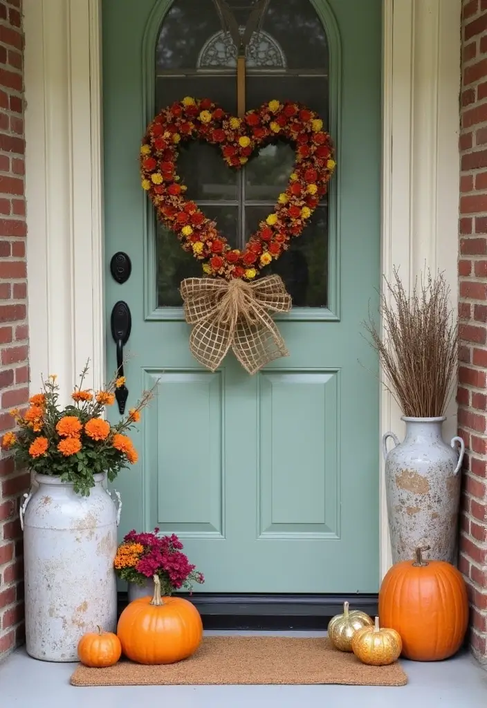 30 Front Door Fall Decor Ideas That Welcome Guests Warmly - 28. Repurposed Items