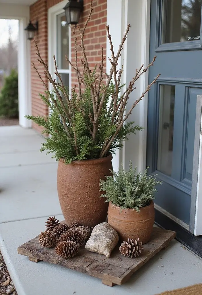 30 Front Door Fall Decor Ideas That Welcome Guests Warmly - 8. Natural Elements