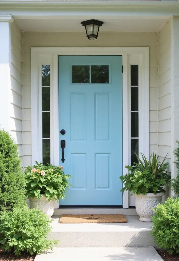 30 Front Door Paint Colors That Instantly Transform Your Exterior - 21. Sky Blue