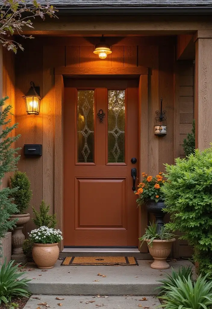 30 Front Door Paint Colors That Instantly Transform Your Exterior - 22. Cinnamon Brown